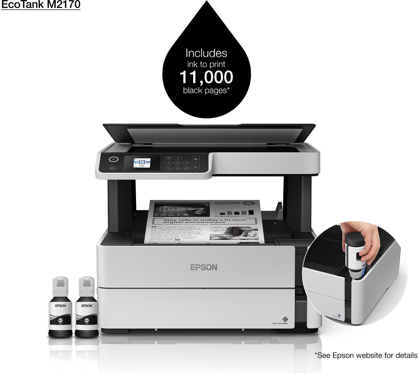 Epson EcoTank M2170 Imprimante multifonction à réservoirs rechargeables (C11CH43403)