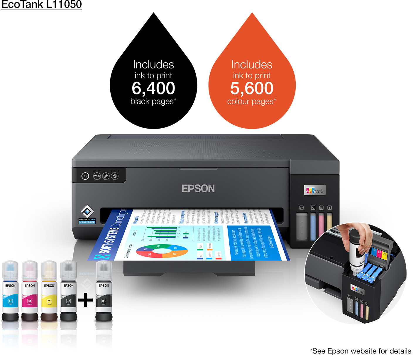 Epson EcoTank L11050 Imprimante A3 à réservoirs rechargeables (C11CK39403)