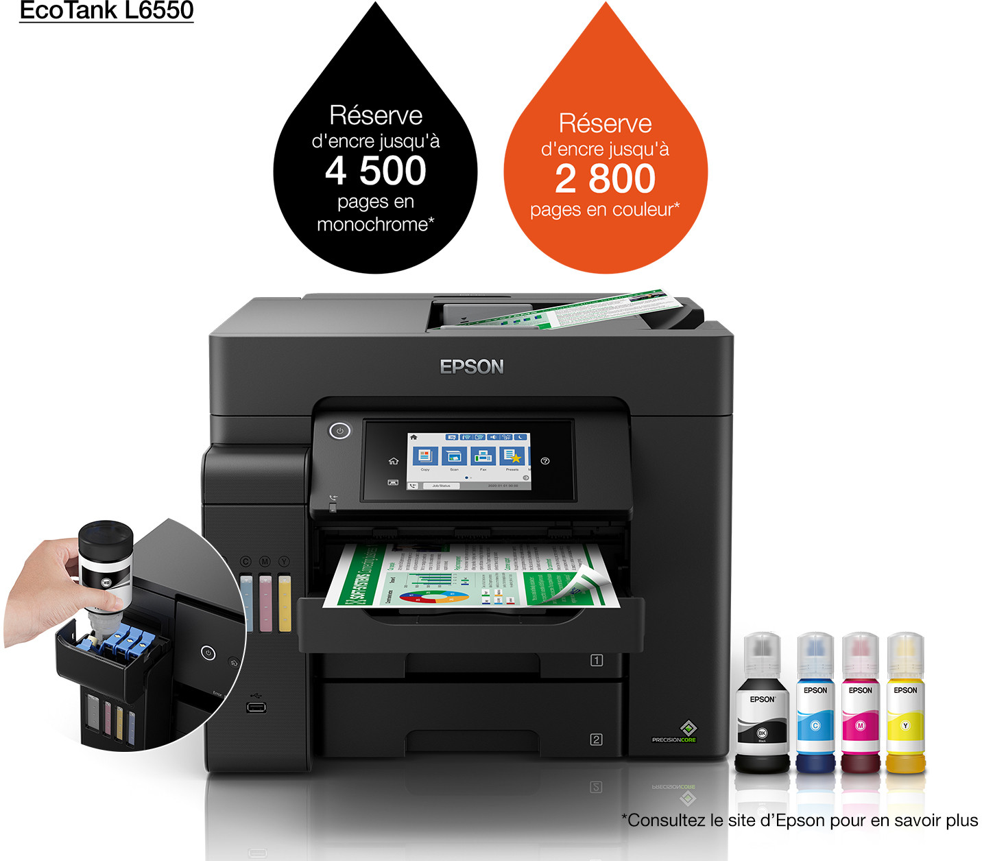 Epson EcoTank L6550 Imprimante multifonction à réservoirs rechargeables (C11CJ30403)