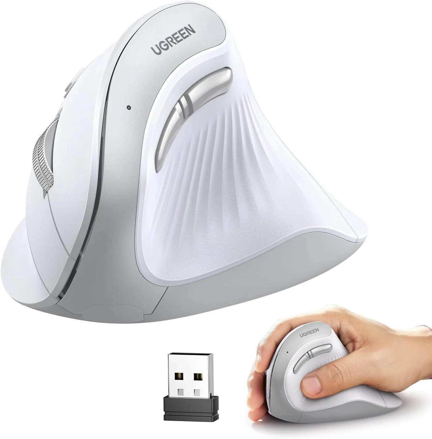 Souris sans fil Bluetooth Ugreen Multi-mode Vertical Blanc MU008 (45759)