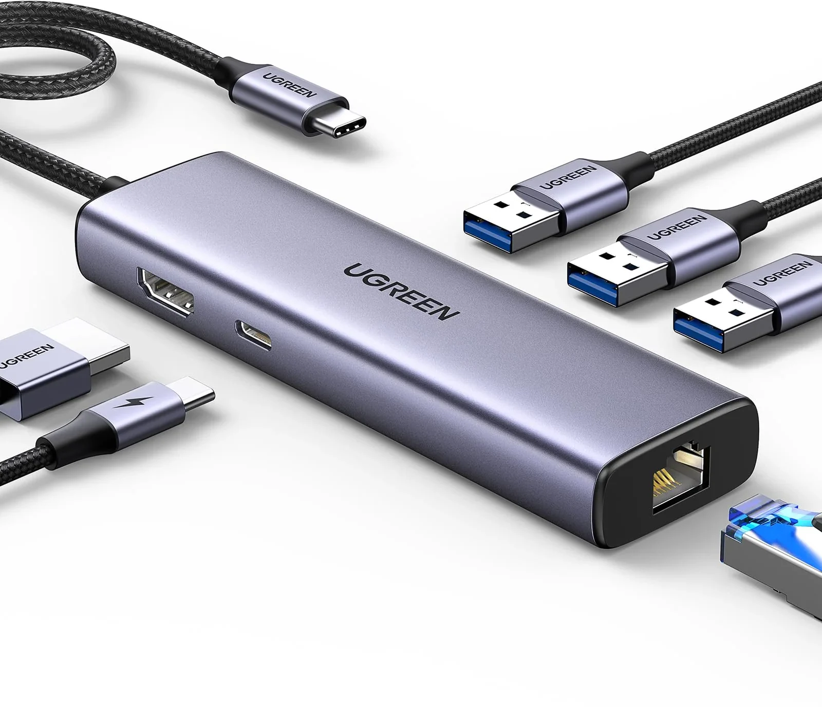 HUB Ugreen Revodok 1061 USB-C 6 en 1 Supporte PD (Power Delivery) 100W Recharge (15598)