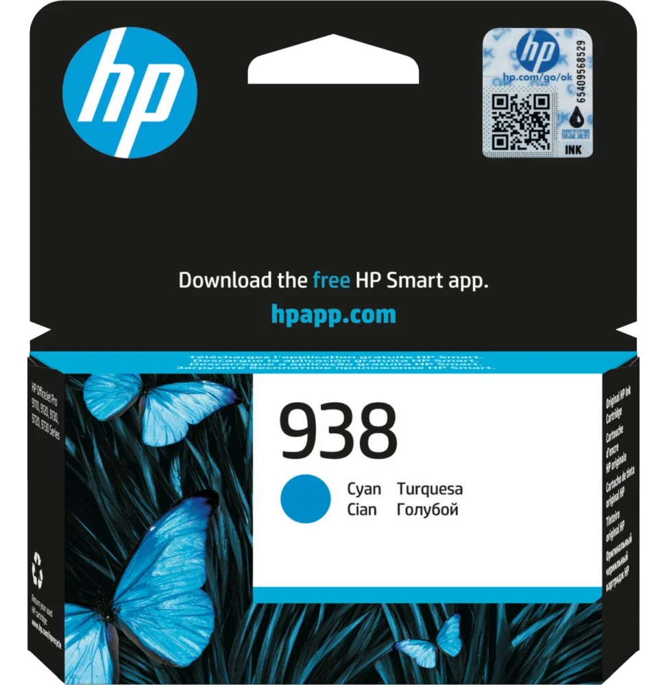HP 938 Cyan - Cartouche d'encre HP d'origine (4S6X5PE)