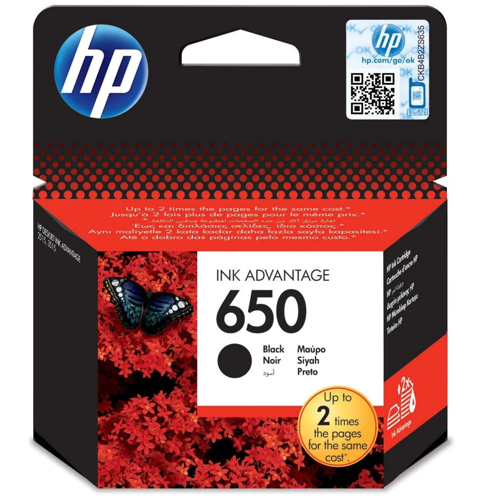 HP 650 Noir - Cartouche d'encre HP d'origine (CZ101AE)