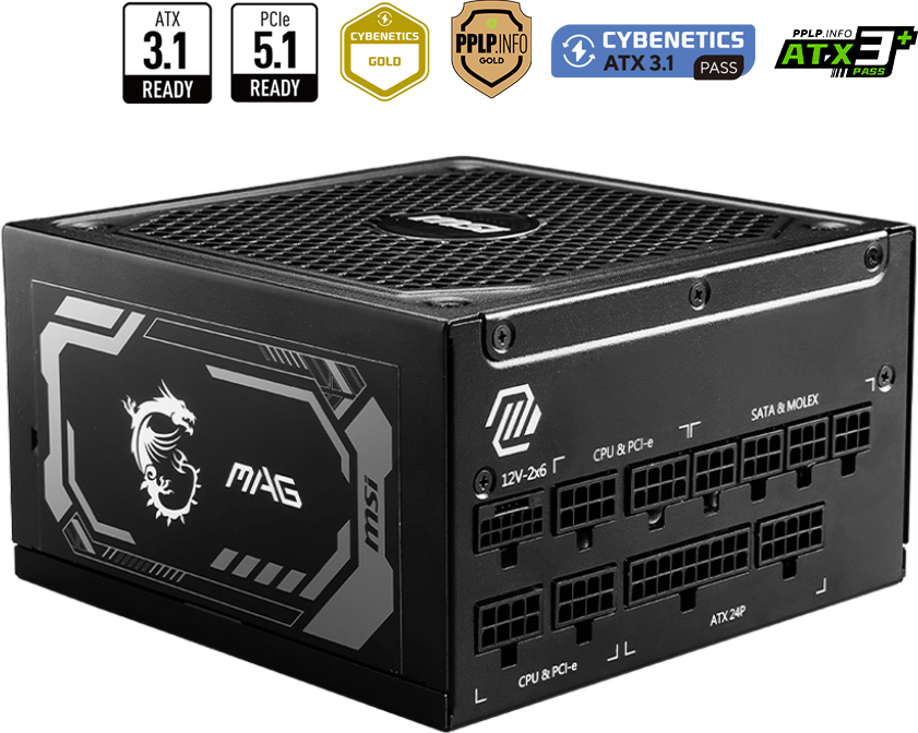 Bloc alimentation MSI MAG A1250GL PCIE5 1250W (306-7ZP9A11-CE0)