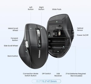 Souris sans fil Bluetooth Ugreen Multi-mode M751 (45792)