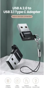 Adaptateur Ugreen USB-A Mâle vers USB-C Femelle (50568)